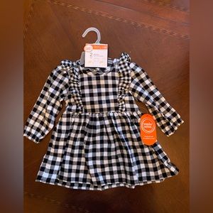 6-9 month dress, black and white plaid